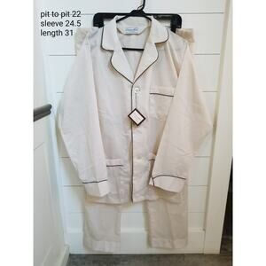 VTG Christian Dior Monsieur Men’s M White Pajama Set Shirt Pants Drawstring New